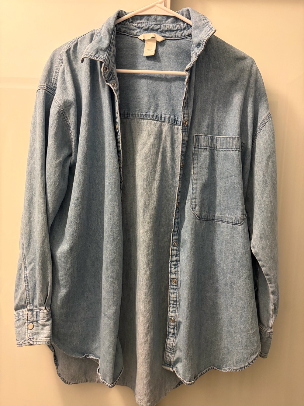 H&M Light Blue Denim Button-Down Shirt for Men